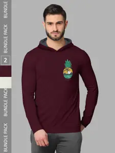 BULLMER Pack Of 2 Graphic Printed Hooded Cotton T-Shirts