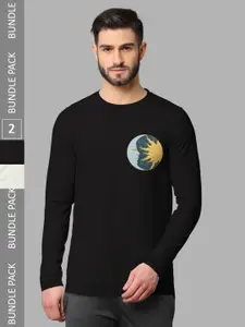 BULLMER Graphic Printed Pack Of 2 Round Neck Cotton T-Shirts