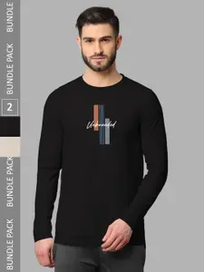 BULLMER Pack Of 2 Printed Long Sleeves Round Neck T-shirt