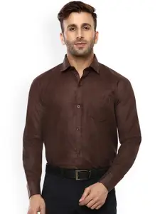 Hangup Men Brown Comfort Regular Fit Solid Formal Shirt