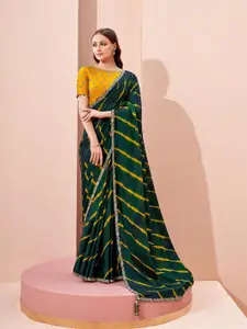 ODETTE ODETTE Leheriya Printed Embroidered Saree