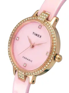Timex Women Embellished Dial & Stainless Steel Bracelet Style Straps Analogue Watch TWEL15701