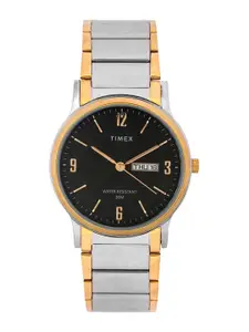Timex Men Brass Textured Dial & Bracelet Style Straps Analogue Watch TW000R436