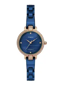 Timex Women Embellished Dial & Stainless Steel Bracelet Style Straps Analogue Watch TWEL15702