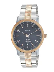 Timex Men Textured Dial & Stainless Steel Bracelet Style Straps Analogue Watch TW000G913