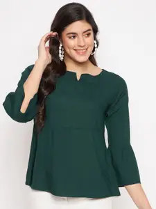 BRINNS Notched Neck Bell Sleeve A-Line Top