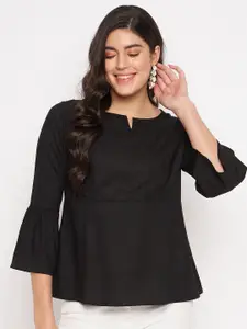 BRINNS Notched Neck Bell Sleeve Top