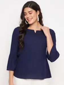 BRINNS Notched Neck Bell Sleeve Top