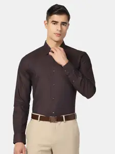 Blackberrys Self Design India Slim Spread Collar Slim Fit Formal Shirt