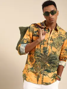 Sangria Men Yellow Relaxed Floral Opaque Printed Casual Shirt