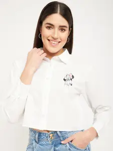 Madame Spread Collar Crop Opaque Casual Shirt