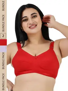 LADYLAND Pack Of 2 Assorted Non Padded Full Coverage All Day Comfort Cotton T-shirt Bra