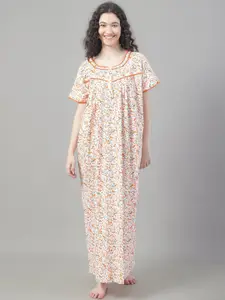 Shararat Floral Printed Pure Cotton Maxi Nightdress