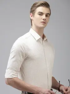 Arrow Men Pure Cotton Original Slim Fit Grid Tattersall Checks Opaque Formal Shirt