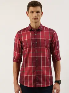 Peter England Men Slim Fit Opaque Checked Casual Shirt