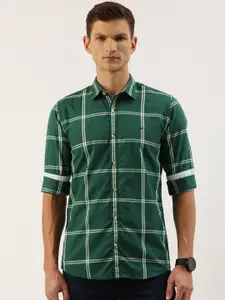 Peter England Men Slim Fit Windowpane Checks Opaque Casual Shirt