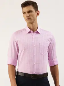 Peter England Men Slim Fit Opaque Checked Formal Shirt