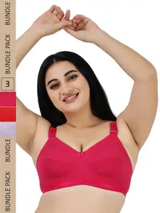 LADYLAND Pack Of 3 Assorted Non Padded Full Coverage All Day Comfort Cotton T-shirt Bra