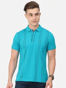 BULLMER Striped Polo Collar Cotton T-Shirt