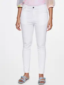 AND Women Mid-Rise Skinny Fit Dark Shade Cotton Jeans