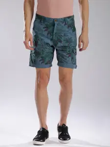 GANT Men Blue Printed Regular Fit Cargo Shorts
