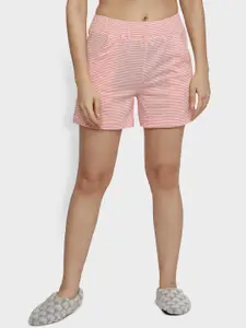 NUEVOSDAMAS Women Striped Mid-Rise Cotton Sports Shorts