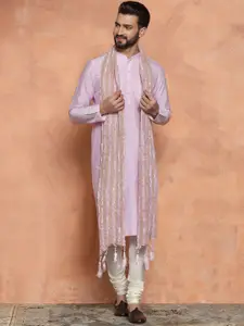 KISAH Mandarin Collar Straight Kurta with Churidar & Dupatta