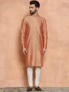 KISAH Mandarin Collar Straight Kurta with Churidar & Dupatta