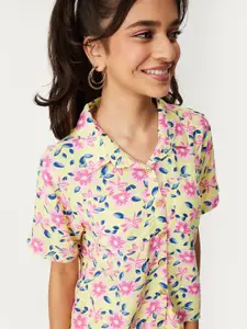 max Girls Floral Opaque Printed Casual Shirt