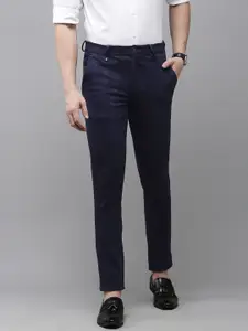 V Dot Men Self Design Slim Fit Formal Trousers