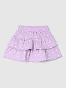 max Girls Printed Pure Cotton Mini-Length Flared Skirt