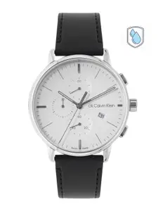Calvin Klein Men Leather Strap Analogue Swiss Chronograph Watch 25000039