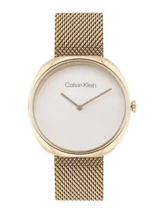 Calvin Klein Women Sculpt Patterned Stainless Steel Bracelet Style Analogue Watch 25200246