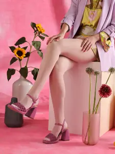 Saint G Woven Design Genuine Leather Block Heels