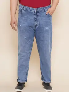 John Pride Men Plus Size Mid-Rise Low Distress Light Fade Stretchable Jeans