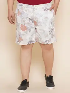 John Pride Men Plus Size Floral Printed Mid Rise Chino Shorts