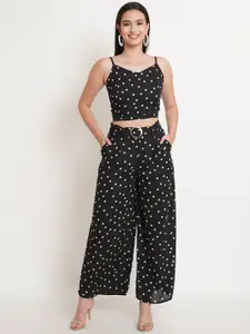 Purple State Polka Dots Printed Crop Top with Palazzos