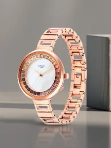 Titan Women Brass Dial & Stainless Steel Straps Analogue Watch NQ95150WM01