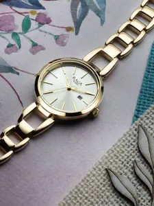 Titan Women Brass Dial & Stainless Steel Bracelet Style Straps Analogue Watch NP2642YM01