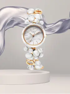 Titan Women Textured Dial & Stainless Steel Bracelet Style Straps Analogue Watch 95148KD01