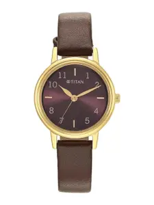 Titan Women Textured Leather Straps Analogue Watch 2678YL02