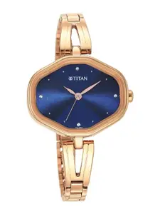 Titan Women Brass Dial & Bracelet Style Stainless Steel Straps Analogue Watch 2680WM01