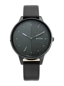 Titan Women Brass Dial & Leather Straps Analogue Watch NP2648NL01