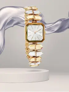 Titan Women Brass Dial & Stainless Steel Bracelet Style Straps Analogue Watch NQ95152WM01