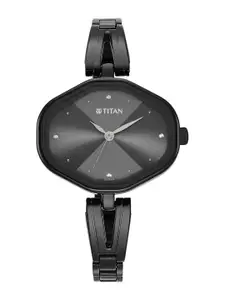 Titan Women Brass Embellished Dial & Stainless Steel Wrap Around Straps Analogue Watch 2680NM01