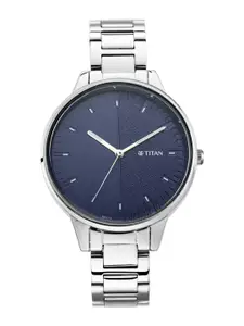 Titan Women Textured Dial & Bracelet Style Stainless Steel Analogue Watch NP2648SM01