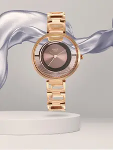 Titan Women Brass Dial & Stainless Steel Straps Analogue Watch NQ95140KM01