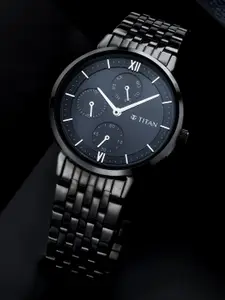 Titan Women Brass Dial & Stainless Steel Bracelet Style Straps Analogue Watch NQ2652NM01