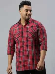 Sztori Plus Size Classic Windowpane Checked Pure Cotton Casual Shirt