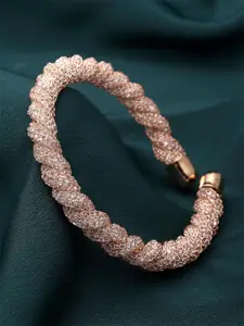 KARATCART Women Rose Gold-Plated Crystals Cuff Bracelet